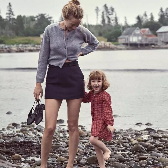 Doen Chieri Wool Button Micro Mini A Line Skirt Deep Navy - Picture 7 of 14